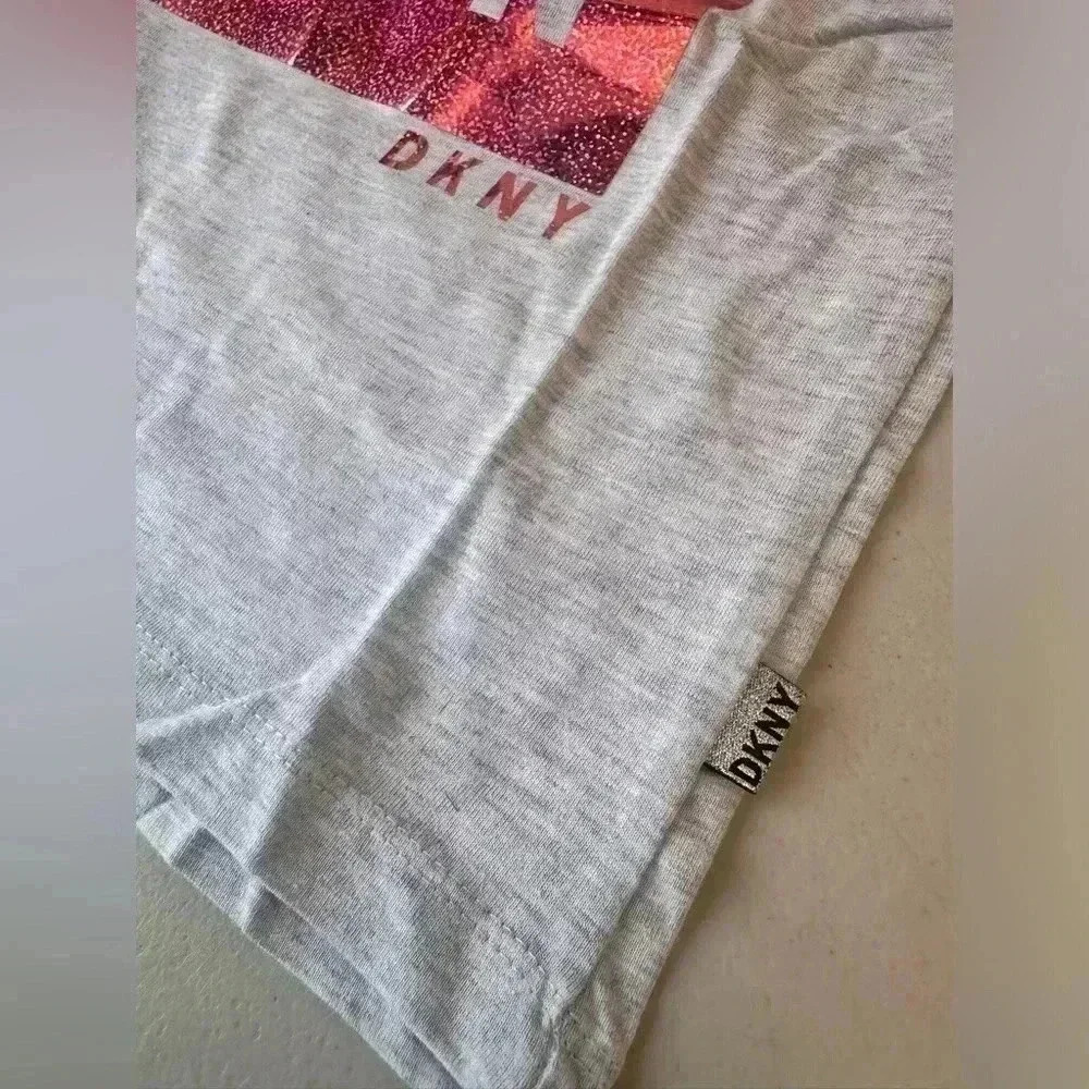 DKNY Girls' Fashion Long Sleeve T-Shirt  Gray Pink Sparking size 5t and Size 6x - Picture 7 of 12
